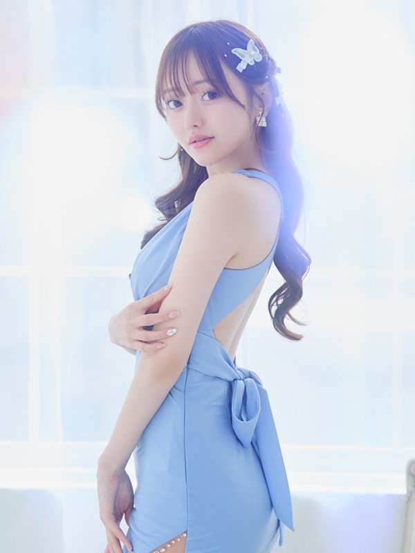 画像5: XSサイズあり【ANGEL R/エンジェルアール】バッククロスリボンデザイン/ バストギャザー/ ビジュー/ タイト/ ミニドレス/ キャバドレス[OF2] (5)