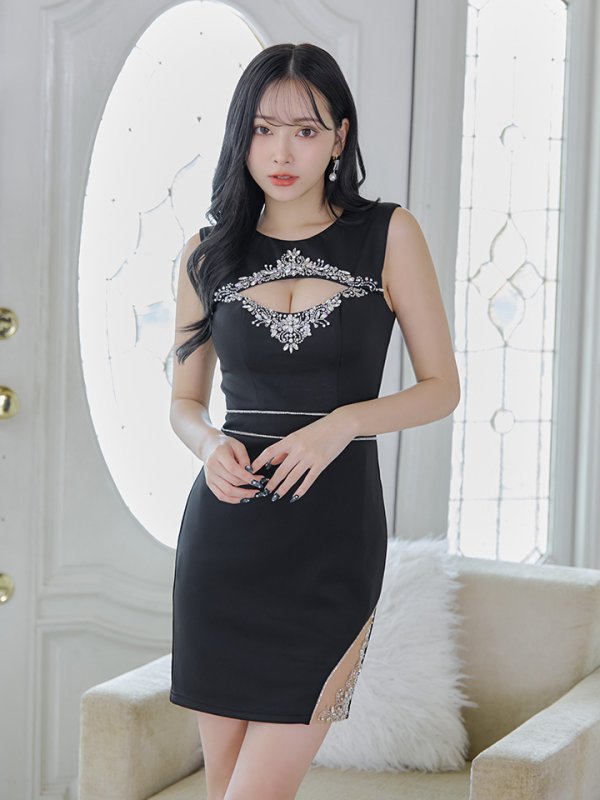 画像21: XSサイズあり【ANGEL R/エンジェルアール】バストカット/ ビジュー/ ウエストマーク/ ノースリーブ/ タイト/ ミニドレス/ キャバドレス[OF2] (21)