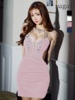 画像5: XSサイズあり【ANGEL R/エンジェルアール】ショルダーパールチェーン/ デコルテビジュー/ ワンカラー/ メッシュ/ タイトミニドレス/ キャバドレス[OF2] (5)