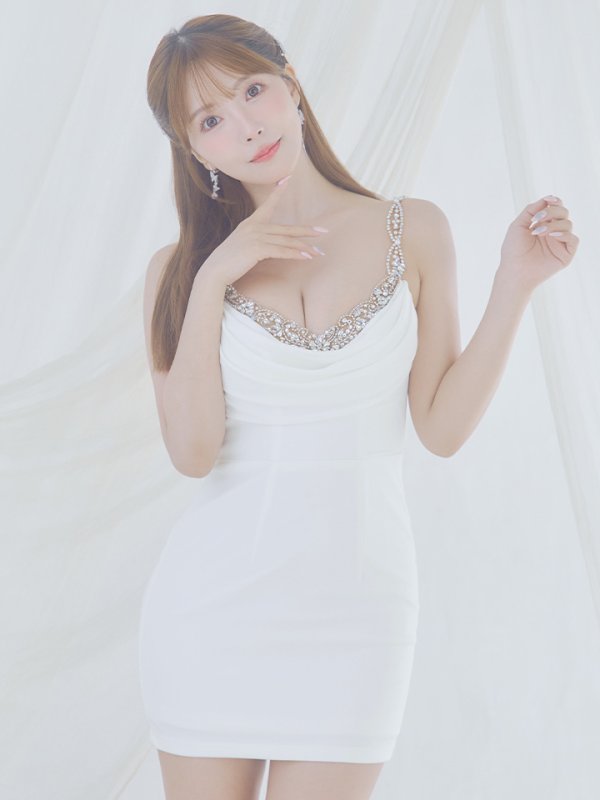 画像6: XSサイズあり【ANGEL R/エンジェルアール】ドレープ/ ビジュー/ ストレッチ/ マイクロミニ/ タイト/ ミニドレス/ キャバドレス[OF2] (6)