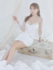 画像13: XSサイズあり【ANGEL R/エンジェルアール】バストクロスデザイン/ メッシュスリーブ/ ビジュー/ タイト/ セットアップ/ ミニドレス/ キャバドレス[OF2] (13)