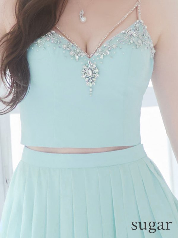 画像13: XSサイズあり【ANGEL R/エンジェルアール】バストストーンビジュー/ セパレート/ キャミソール/ セットアップ/ プリーツシフォンスカート/ フレア/ マイクロミニ/ ミニドレス/ キャバドレス[OF2] (13)