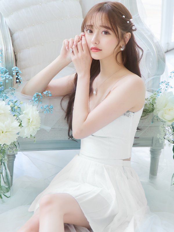 画像24: XSサイズあり【ANGEL R/エンジェルアール】バストストーンビジュー/ セパレート/ キャミソール/ セットアップ/ プリーツシフォンスカート/ フレア/ マイクロミニ/ ミニドレス/ キャバドレス[OF2] (24)