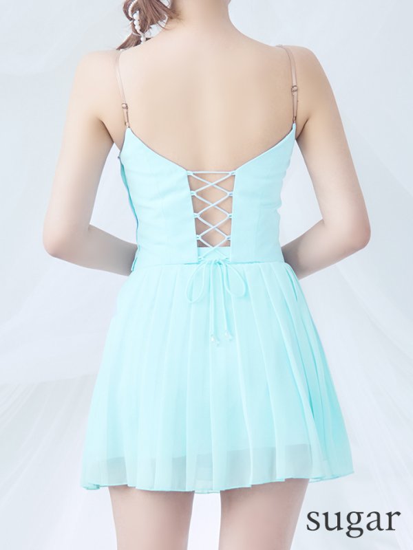 画像15: XSサイズあり【ANGEL R/エンジェルアール】バストストーンビジュー/ セパレート/ キャミソール/ セットアップ/ プリーツシフォンスカート/ フレア/ マイクロミニ/ ミニドレス/ キャバドレス[OF2] (15)