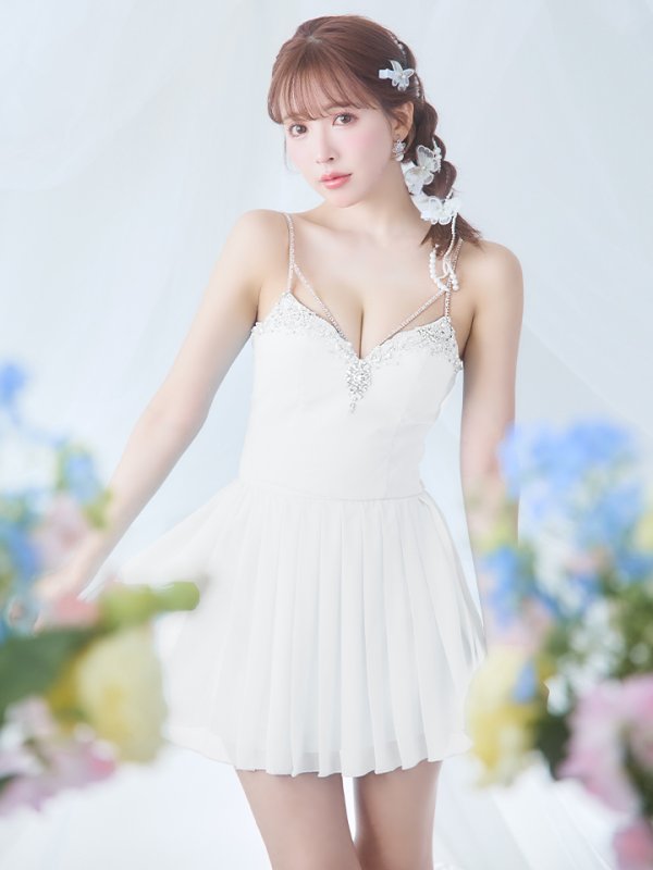 画像33: XSサイズあり【ANGEL R/エンジェルアール】バストストーンビジュー/ セパレート/ キャミソール/ セットアップ/ プリーツシフォンスカート/ フレア/ マイクロミニ/ ミニドレス/ キャバドレス[OF2] (33)