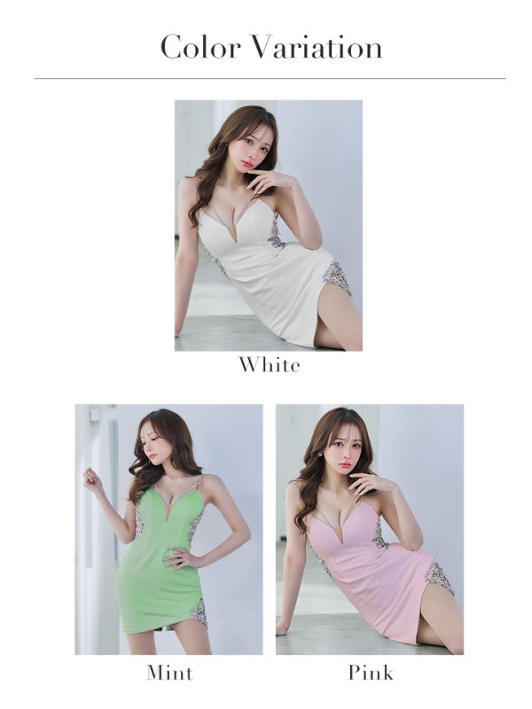 画像20: XSサイズあり【ANGEL R/エンジェルアール】バックシースルー/ オープンメッシュ/ ビジュー/ キャミソール/ タイト/ ミニドレス/ キャバドレス[OF2] (20)