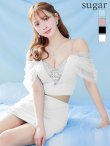 画像1: XSサイズあり【ANGEL R/エンジェルアール】バストスパンコールビジュー/ フラップボタン/ シースルーレース/ オフショルダー/ セパレート/ マイクロミニ/ タイト/ ミニドレス/ キャバドレス[OF2] (1)