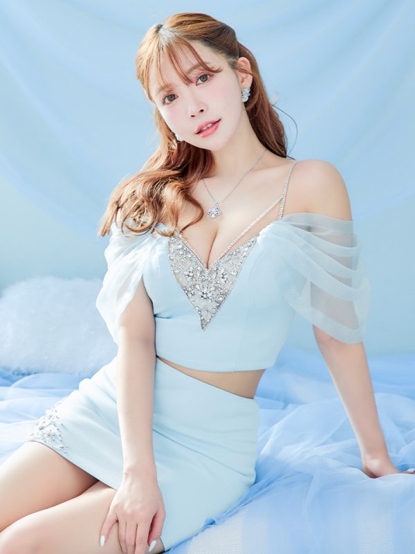 画像17: XSサイズあり【ANGEL R/エンジェルアール】バストスパンコールビジュー/ フラップボタン/ シースルーレース/ オフショルダー/ セパレート/ マイクロミニ/ タイト/ ミニドレス/ キャバドレス[OF2] (17)