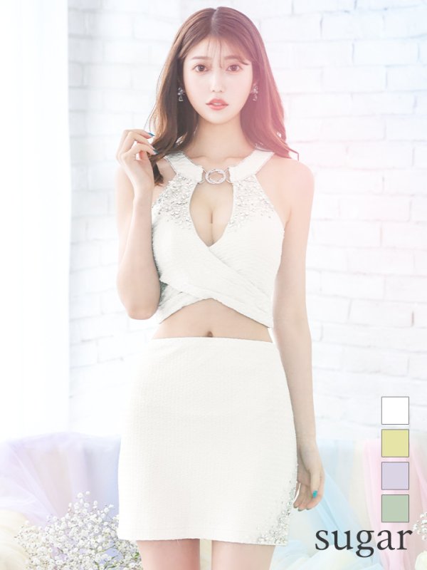 画像19: XSサイズあり【ANGEL R/エンジェルアール】デコルテビジュー/ リング/ アンイーブンファブリック/ セパレート/ マイクロミニ/ タイト/ ミニドレス/ キャバドレス[OF2] (19)