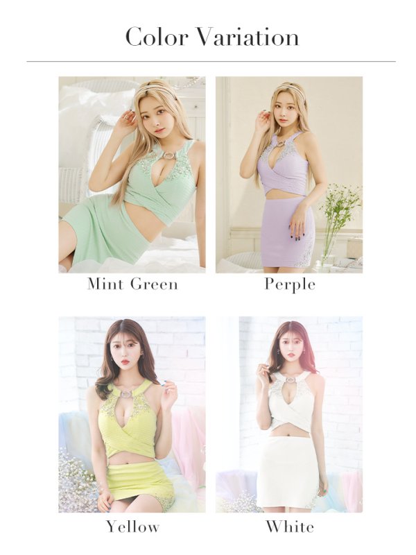 画像46: XSサイズあり【ANGEL R/エンジェルアール】デコルテビジュー/ リング/ アンイーブンファブリック/ セパレート/ マイクロミニ/ タイト/ ミニドレス/ キャバドレス[OF2] (46)