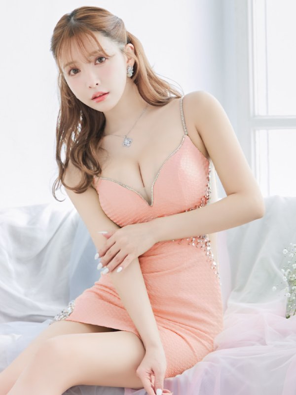 画像17: XSサイズあり【ANGEL R/エンジェルアール】ウエストスパンコール/ ビジュー/ アンイーブンファブリック/ キャミソール/ タイト/ ミニドレス/ キャバドレス[OF2] (17)