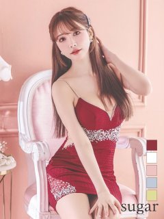 【ANGEL R/エンジェルアール】ウエストスパンコール/ ビジュー/ アンイーブンファブリック/ キャミソール/ タイト/ ミニドレス/ キャバドレス