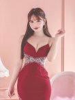 画像35: XSサイズあり【ANGEL R/エンジェルアール】ウエストスパンコール/ ビジュー/ アンイーブンファブリック/ キャミソール/ タイト/ ミニドレス/ キャバドレス[OF2] (35)