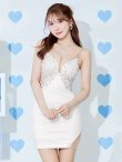 画像2: XSサイズあり【ANGEL R/エンジェルアール】フロントアッパーレースフラワー/ ビジュー/ シアー/ キャミソール/ タイト/ ミニドレス/ キャバドレス[OF2] (2)
