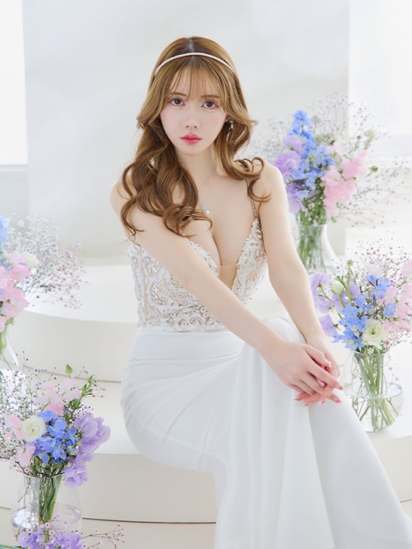 画像4: 【ANGEL R/エンジェルアール】アッパーフラワーレース/ ビジュー/ バストシアー/ キャミソール/ マーメイド/ ロングドレス/ キャバドレス long[OF2] (4)