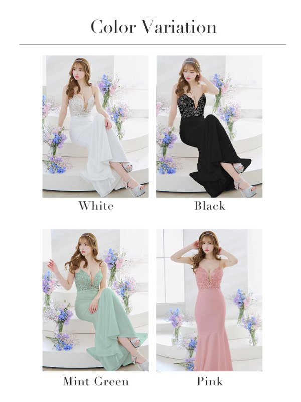 画像27: 【ANGEL R/エンジェルアール】アッパーフラワーレース/ ビジュー/ バストシアー/ キャミソール/ マーメイド/ ロングドレス/ キャバドレス long[OF2] (27)