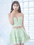 画像20: XSサイズあり【ANGEL R/エンジェルアール】セットアップ/ バストビジュー/ スパンコール/ ファブリックフリル/ フレア/ マイクロミニドレス/ キャバドレス[OF2] (20)