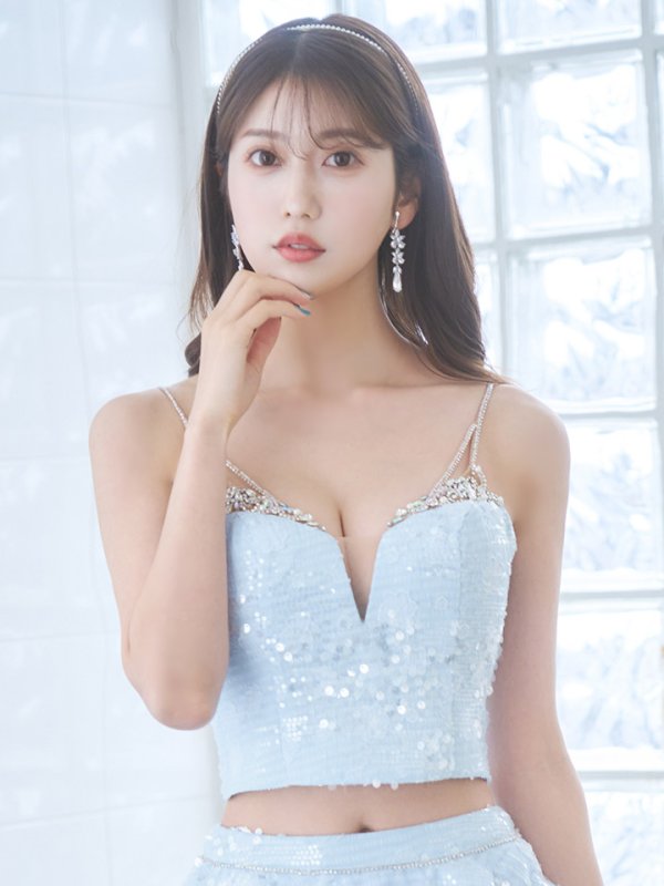 画像7: XSサイズあり【ANGEL R/エンジェルアール】セットアップ/ バストビジュー/ スパンコール/ ファブリックフリル/ フレア/ マイクロミニドレス/ キャバドレス[OF2] (7)