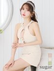 画像6: XSサイズあり【ANGEL R/エンジェルアール】デコルテ/ ビジュー/ チャーム/ クロスファブリック/ フレア/ マイクロミニドレス/ キャバドレス[OF2] (6)