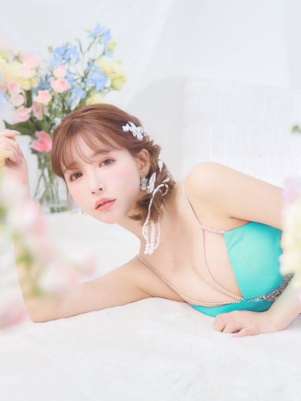 画像10: XSサイズあり【ANGEL R/エンジェルアール】ウエストパール/ ビジュー/ キャミソール/ シフォン/ フレア/ ミニドレス/ キャバドレス[OF2] (10)