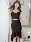 画像1: XSサイズあり【ANGEL R/エンジェルアール】アシンメトリーショルダー/ パールビジュー/ セパレート/ マーメイド/ ラメ/ ミディアムドレス/ キャバドレス[OF2] (1)