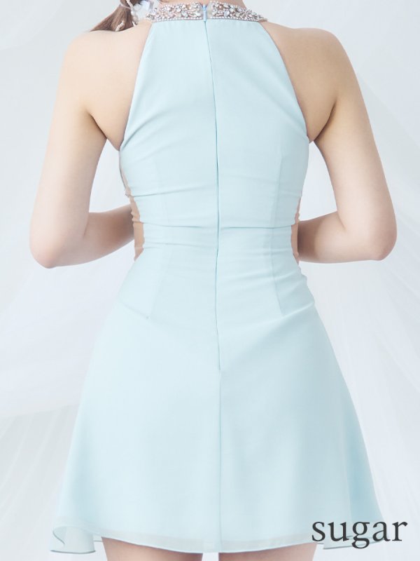 画像9: XSサイズあり【ANGEL R/エンジェルアール】アメスリ/ デコルテビジュー/ カットアウト/ シアー/ フレア/ ミニドレス/ キャバドレス[OF2] (9)