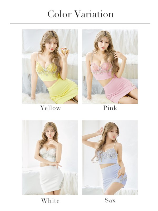 画像40: XSサイズあり【ANGEL R/エンジェルアール】バストレースビジュー/ ショルダーパール/ キャミソール/ セパレート/ マイクロミニ/ タイト/ ミニドレス/ キャバドレス[OF2] (40)