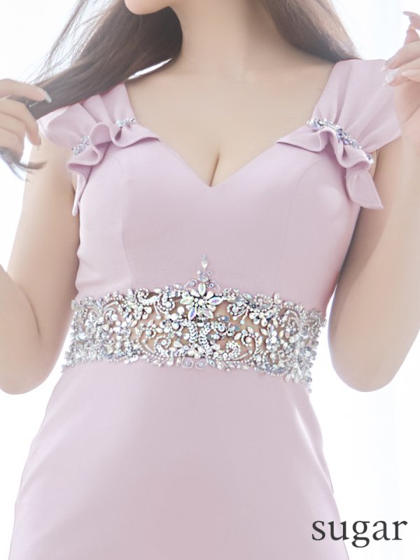 画像23: XSサイズあり【ANGEL R/エンジェルアール】ギャザーショルダー/ ウエストビジュー/ ワンカラー/ タイト/ ミニドレス/ キャバドレス[OF2] (23)