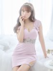 画像16: XSサイズあり【ANGEL R/エンジェルアール】ギャザーショルダー/ ウエストビジュー/ ワンカラー/ タイト/ ミニドレス/ キャバドレス[OF2] (16)