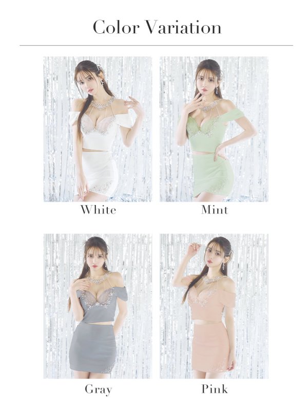 画像29: XSサイズあり【ANGEL R/エンジェルアール】バタフライモチーフ/ ビジュー/ オフショルダー/ セットアップ/ タイト/ ミニドレス/ キャバドレス[OF2] (29)