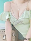画像12: XSサイズあり【ANGEL R/エンジェルアール】バストショルダービジュー/ フリルオフショルダー/ タイト/ マイクロミニ/ ミニドレス/ キャバドレス[OF2] (12)