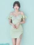 画像6: XSサイズあり【ANGEL R/エンジェルアール】バストショルダービジュー/ フリルオフショルダー/ タイト/ マイクロミニ/ ミニドレス/ キャバドレス[OF2] (6)