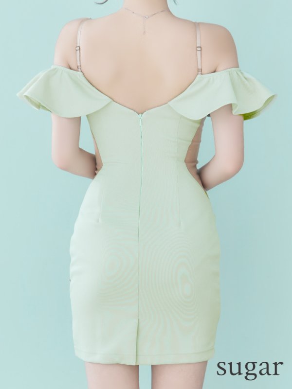 画像11: XSサイズあり【ANGEL R/エンジェルアール】バストショルダービジュー/ フリルオフショルダー/ タイト/ マイクロミニ/ ミニドレス/ キャバドレス[OF2] (11)