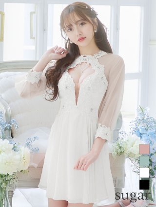 【新品未使用完売品♡】ハイネックシアーレースカットアウトミニドレス Ｓsize Andy - 【新品未使用完売品♡】ハイネックシアーレースカット