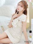 XSサイズあり【Angel R/エンジェルアール】ビッグリボン/ パールビジュー/ ツイード/ スパンコール/ ワンショルダー/ タイト/ ミニドレス/ キャバドレス　ホワイト