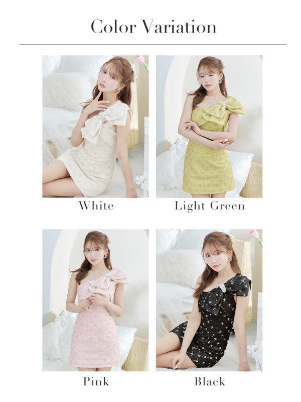 画像30: XSサイズあり【ANGEL R/エンジェルアール】ビッグリボン/ パールビジュー/ ツイード/ スパンコール/ ワンショルダー/ タイト/ ミニドレス/ キャバドレス[OF2] (30)