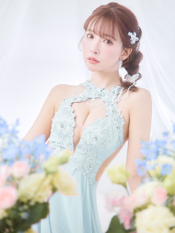 画像10: sugarオリジナルカラー・XSサイズあり【ANGEL R/エンジェルアール】デコルテパールチェーン/ フラワーデザイン/ フレア/ ミニドレス/ キャバドレス[OF2] (10)