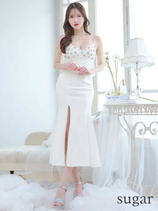 画像12: 【ANGEL R/エンジェルアール】レース/ ペプラムデザイン/ フラワービジュー/ ミディアム/ ロングドレス/ キャバドレス long[OF2] (12)