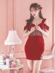 画像5: XSサイズあり【ANGEL R/エンジェルアール】シフォンスリーブ/ フラワーデザイン/ ビジュー/ ワンカラー/ オフショルダー/ タイト/ ミニドレス/ キャバドレス[OF2] (5)
