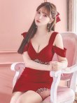 画像9: XSサイズあり【ANGEL R/エンジェルアール】シフォンスリーブ/ フラワーデザイン/ ビジュー/ ワンカラー/ オフショルダー/ タイト/ ミニドレス/ キャバドレス[OF2] (9)