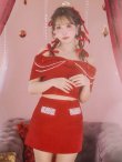 画像11: XSサイズあり【ANGEL R/エンジェルアール】リボンオフショルダー/ パールチェーン/ ツイード/ セパレート/ マイクロミニドレス/ キャバドレス[OF2] (11)