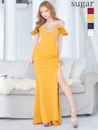 ロングドレス：イエロー(黄)｜キャバドレス・ミニドレス通販はsugar