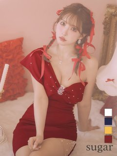 【ANGEL R/エンジェルアール】ワンショルダーリボンデザイン/ パール/ ビジュー/ タイト/ ミニドレス/ キャバドレス