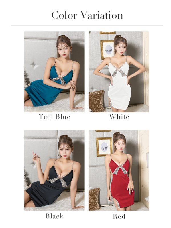 画像25: XSサイズあり【ANGEL R/エンジェルアール】フロントクロスビジュー/ ワンカラー/ ストレッチ/ キャミソール/ タイト/ ミニドレス/ キャバドレス[OF2] (25)