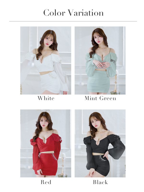 画像26: XSサイズあり【ANGEL R/エンジェルアール】アームリボン/ ロングスリーブ/ バストタック/ ポケット/ パール/ セパレート/ マイクロミニ/ ミニドレス/ キャバドレス[OF2] (26)