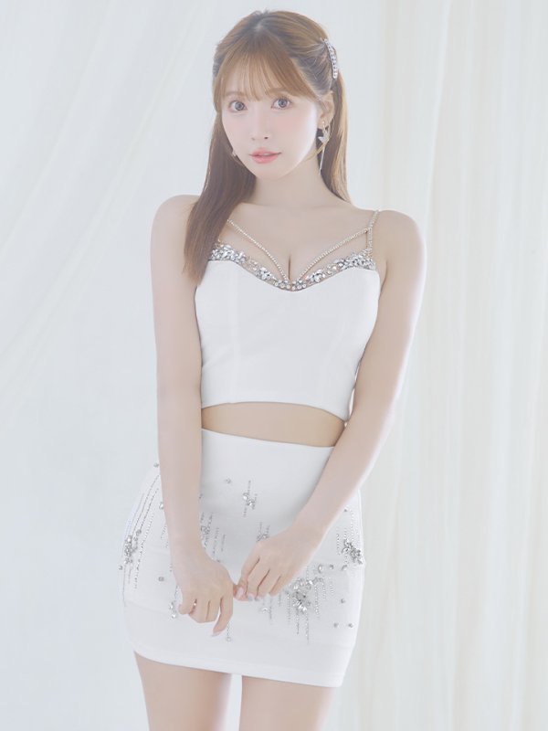 画像13: XSサイズあり【ANGEL R/エンジェルアール】ビジュー/ キャミソール/ ストレッチ/ タイト/ セットアップ/ ミニドレス/ キャバドレス[OF2] (13)