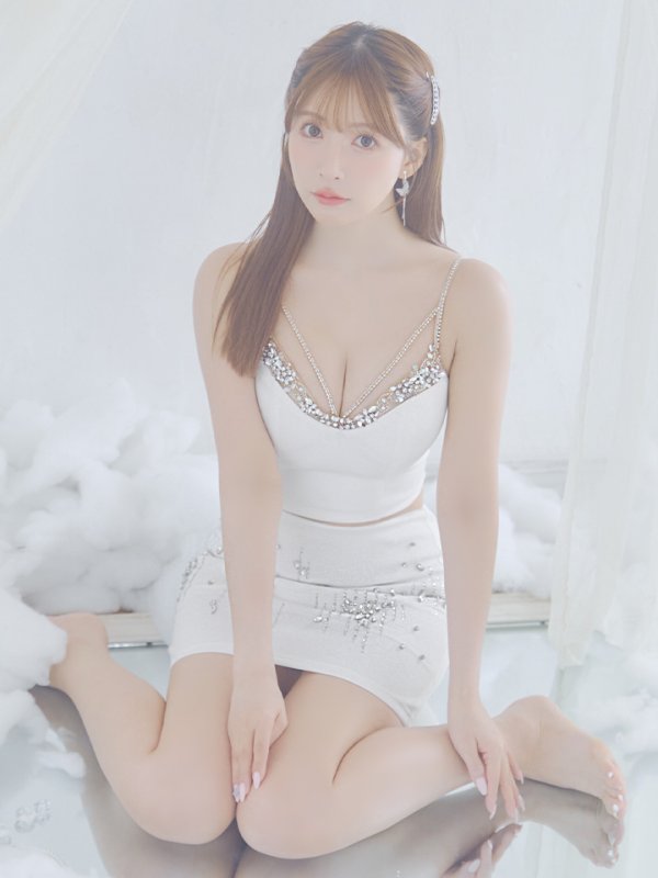 画像14: XSサイズあり【ANGEL R/エンジェルアール】ビジュー/ キャミソール/ ストレッチ/ タイト/ セットアップ/ ミニドレス/ キャバドレス[OF2] (14)