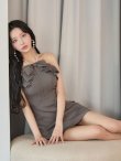 グレー　モデル：まおちゃる　身長：158cm　着用サイズ：Sサイズ