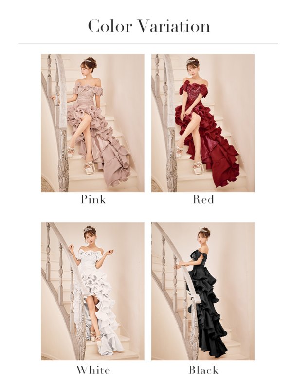 画像27: 【ANGEL R/エンジェルアール】 ベアトップ/ ハートカット/ ビジュー/ リボン/ 2way/ フリル/ ウエストマーク/ フワミニロングドレス/ ロングドレス/ キャバドレス[OF2] (27)