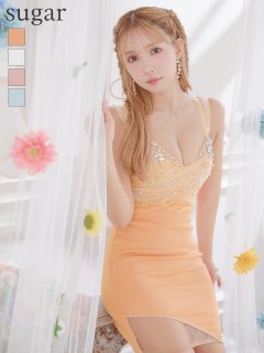 【ANGEL R/エンジェルアール】フロントレース / パール / ビジュー/ メッシュ/ タイト/ ミニドレス/ キャバドレス